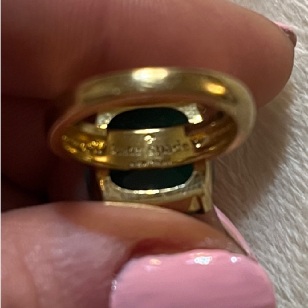 Elegant Green Stone Golden-colored kate spade adjustable size 7 ring Ring - Picture 6 of 10